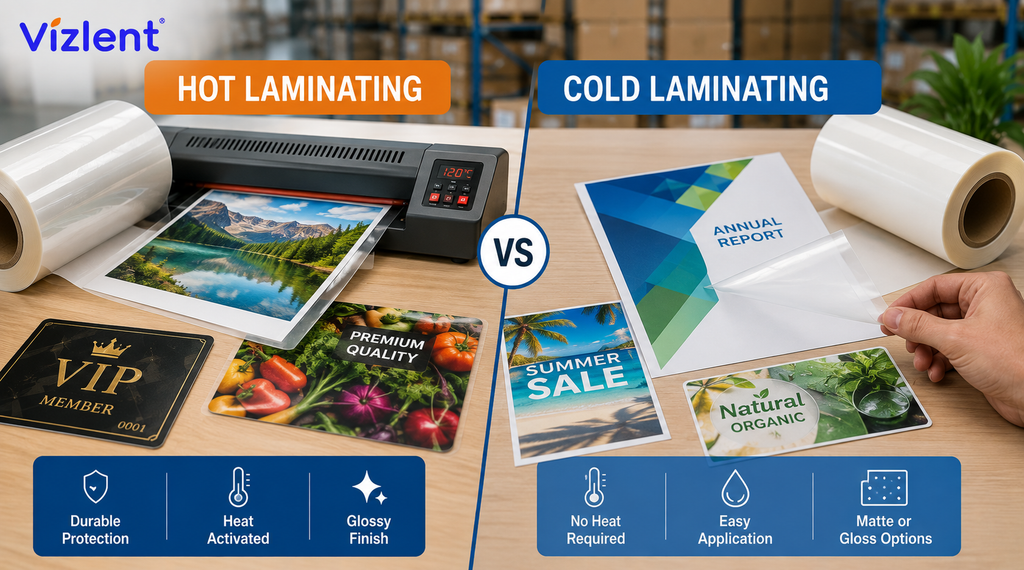 When to Use Hot vs Cold Lamination - VIZLENT LABEL