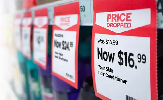 retail price and promotional labels