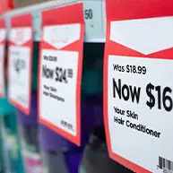 retail price and promotional labels